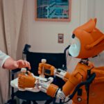 AI가 바꾼 건강 관리, 우리 일상에 스며든 똑똑한 루틴 Man gives robot bottles on a tray